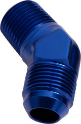 Male 45 Deg 1/4" NPT To -6AN Blue Male NPT To AN 45 Deg AF823-06 - Aeroflow