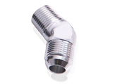 Male 45 Deg 1/4" NPT To -8AN Silver Male NPT To AN 45 Deg AF823-08-04S - Aeroflow