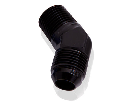 Male 45 Deg 1" NPT To -20AN Black Male NPT To AN 45 Deg AF823-16-20BLK - Aeroflow