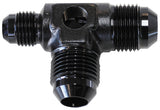 Male Flare Tee -8AN x 2 90 Deg And 1 x -6AN 1/8 Port 2 Sides AF824-06-08BLK - Aeroflow