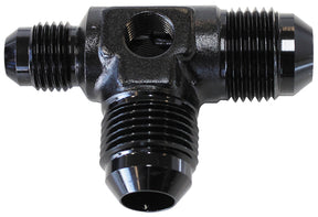 Male Flare Tee -8AN x 2 90 Deg And 1 x -6AN 1/8 Port 2 Sides AF824-06-08BLK - Aeroflow