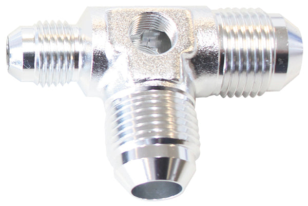 Male Flare Tee -8AN x 2 90 Deg And 1 x -6AN 1/8 Port 2 Sides AF824-06-08S - Aeroflow