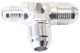 Male Flare Tee -8AN x 2 90 Deg And 1 x -6AN 1/8 Port 2 Sides AF824-06-08S - Aeroflow