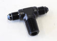 Tee -4AN With 1/4" NPT On Side Black AN Tee With NPT On Side AF825-04-04BLK - Aeroflow