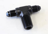 Tee -4AN With 1/4" NPT On Side Black AN Tee With NPT On Side AF825-04-04BLK - Aeroflow