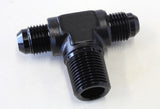 Tee -6AN With 3/8" NPT On Side Black AN Tee With NPT On Side AF825-06-06BLK - Aeroflow