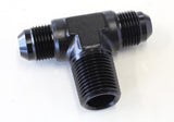 Tee -8AN With 1/2" NPT On Side Black AN Tee With NPT On Side AF825-08-08BLK - Aeroflow