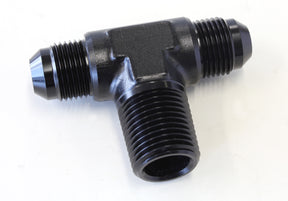 Tee -8AN With 1/2" NPT On Side Black AN Tee With NPT On Side AF825-08-08BLK - Aeroflow