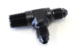 Tee -4AN With 1/4" NPT On Run Black AN Tee With NPT On Run AF826-04-04BLK - Aeroflow