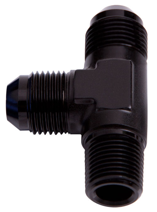 Tee -4AN With 1/8" NPT On Run Black AN Tee With NPT On Run AF826-04BLK - Aeroflow