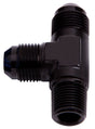 Tee -8AN With 1/2" NPT On Run Black AN Tee With NPT On Run AF826-08-08BLK - Aeroflow
