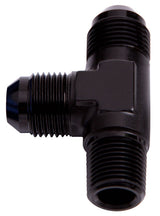 Tee -8AN With 3/8" NPT On Run Black AN Tee With NPT On Run AF826-08BLK - Aeroflow