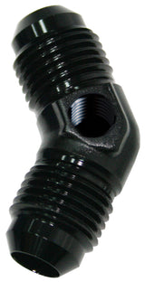 Male -6 45 Deg Union With 1/8" Port Black AF827-06PBLK - Aeroflow