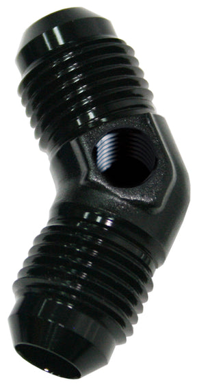 Male -8 45 Deg Union With 1/8" Port Black AF827-08PBLK - Aeroflow