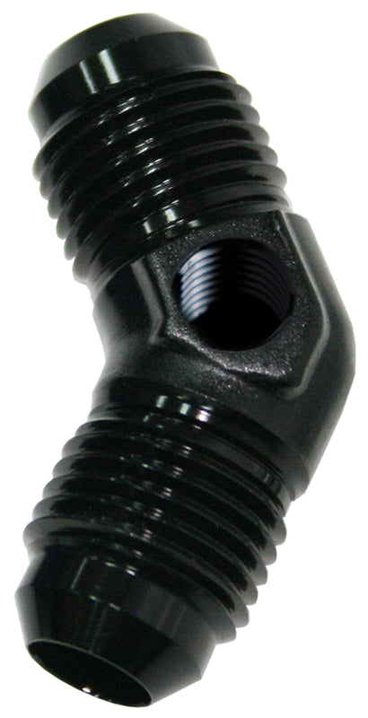 Male -8 45 Deg Union With 1/8" Port Black AF827-08PBLK - Aeroflow