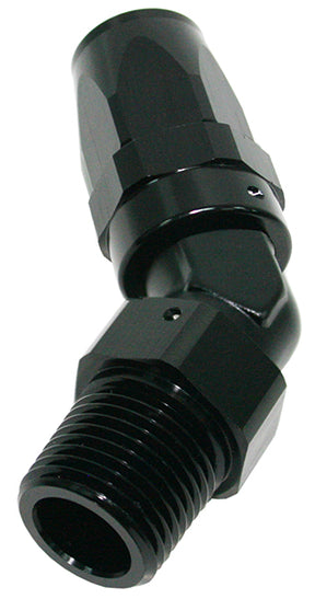 Male 1/4 NPT 45 Deg To -6 Hose Black AF828-06-04BLK - Aeroflow
