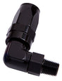 Male 1/8" NPT 90 Deg To -6AN Black Full Swivel 90 Deg AF829-06-02BLK - Aeroflow