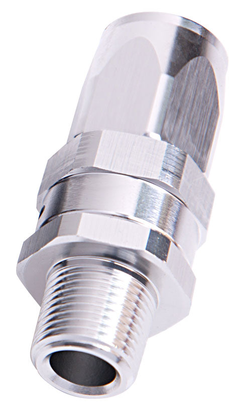 Male 3/8" NPT Straight To -6AN Silver Full Swivel Straight AF830-06-06S - Aeroflow
