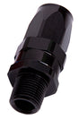 Male 1/2" NPT Straight To -8AN Black Full Swivel Straight AF830-08-08BLK - Aeroflow