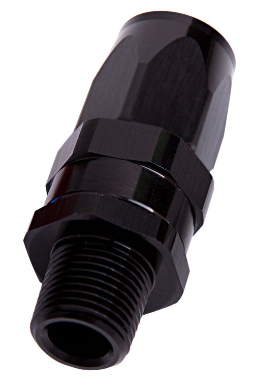 Male 3/4" NPT Straight To -16AN Black Swivel Cutter Straight AF830-16-12BLK - Aeroflow