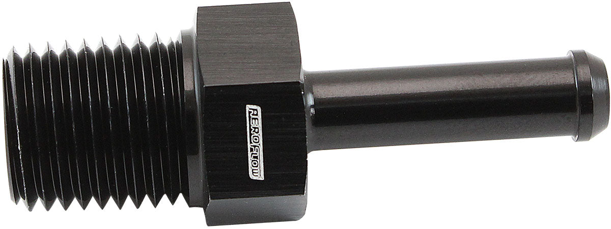 Male 1/4" NPT To 1/4" Barb Black Straight Male To Male AF841-04-04BLK - Aeroflow