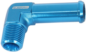 90 Deg 1/8" NPT To 3/8" Barb Blue 90 Deg Male To Male AF842-02-06 - Aeroflow