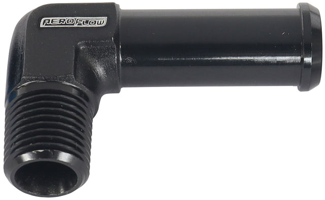 90 Deg 1/8" NPT To 3/8" Barb Black 90 Deg Male To Male AF842-02-06BLK - Aeroflow