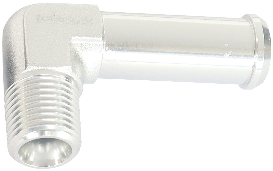 90 Deg 1/8" NPT To 3/8" Barb Silver 90 Deg Male To Male AF842-02-06S - Aeroflow