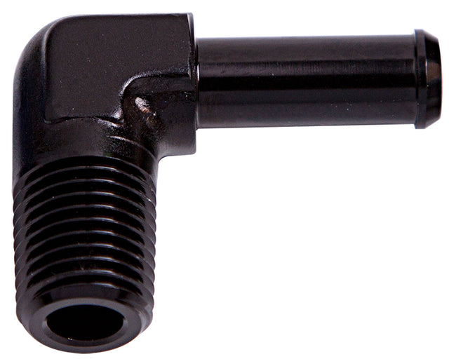 90 Deg 1/8" NPT To 3/16" Barb Black 90 Deg Male To Male AF842-03-04BLK - Aeroflow