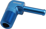 Male 1/4" NPT To 1/4" Barb Blue 90 Degree Male To Male AF842-04-04 - Aeroflow