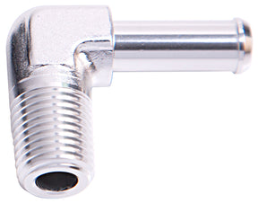 90 Deg 1/4" NPT To 5/16" Barb Silver Straight Male To Male AF842-04-05S - Aeroflow