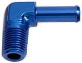 90 Deg 1/8" NPT To 1/4" Barb Blue 90 Deg Male To Male AF842-04 - Aeroflow