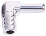 90 Deg 1/8" NPT To 5/16" Barb Silver 90 Deg Male To Male AF842-05S - Aeroflow