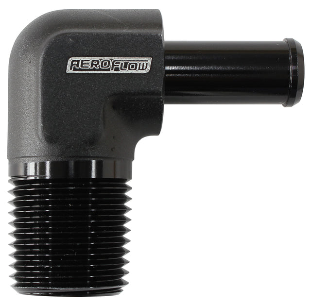 90 Deg 3/8" NPT To -6 100/450 Series Braided Hose AN Size AF842-06-06ANBLK - Aeroflow