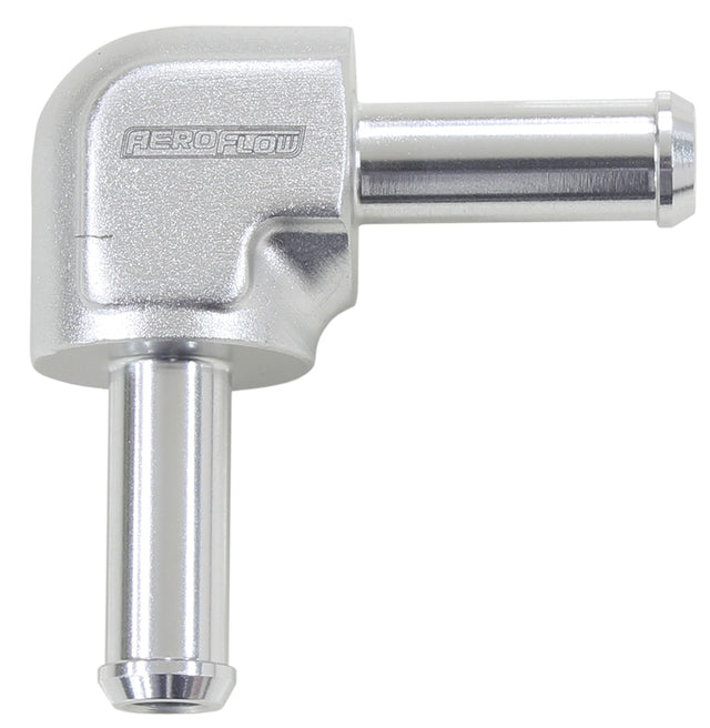 90 Degree 1/2" Barb Both Ends Silver 1/2" / 12.7mm Barbs AF843-08S - Aeroflow