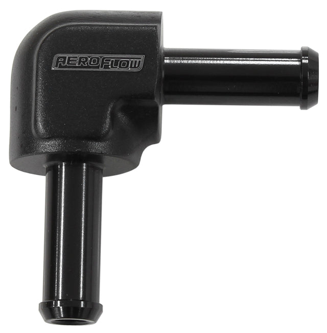90 Degree 5/8" Barb Both Ends Black 5/8" / 15.9mm Barbs AF843-10BLK - Aeroflow