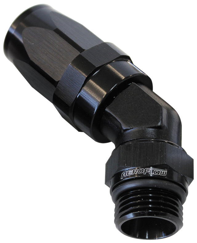 45 Deg -6 Hose To Male -4 Thread Black AF844-06-04BLK - Aeroflow