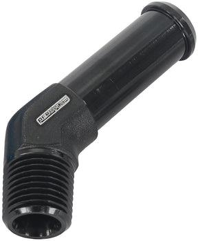 45 Deg 1/8" NPT To 3/8" Barb Black Straight Male To Male AF845-02-06BLK - Aeroflow