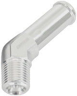 45 Deg 1/8" NPT To 3/8" Barb Silver Straight Male To Male AF845-02-06S - Aeroflow