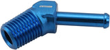 Male 1/4" NPT To 1/4" Barb Blue 45 Degree Male To Male AF845-04-04 - Aeroflow