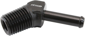 Male 1/4" NPT To 1/4" Barb Black 45 Degree Male To Male AF845-04-04BLK - Aeroflow