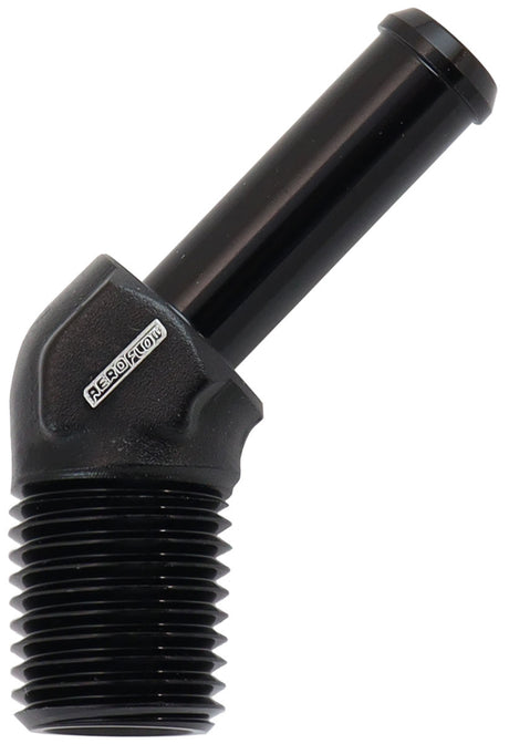 45 Deg 1/4" NPT To 5/16" Barb Black Straight Male To Male AF845-04-05BLK - Aeroflow