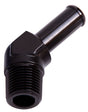 45 Deg 3/8" NPT To 3/8" Barb Black Male To Male AF845-06-06BLK - Aeroflow