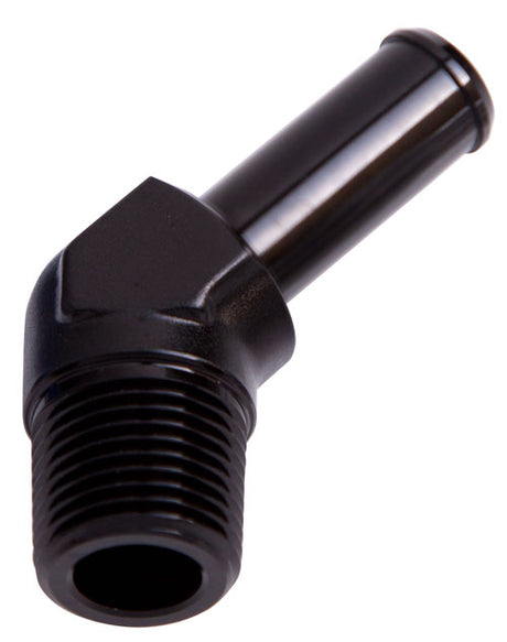 45 Deg 3/8" NPT To 5/8" Barb Black Male To Male AF845-06-10BLK - Aeroflow
