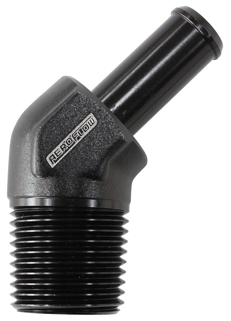 45 Deg 1/2" NPT To -8 100/450 Series Braided Hose AN Size AF845-08-08ANBLK - Aeroflow