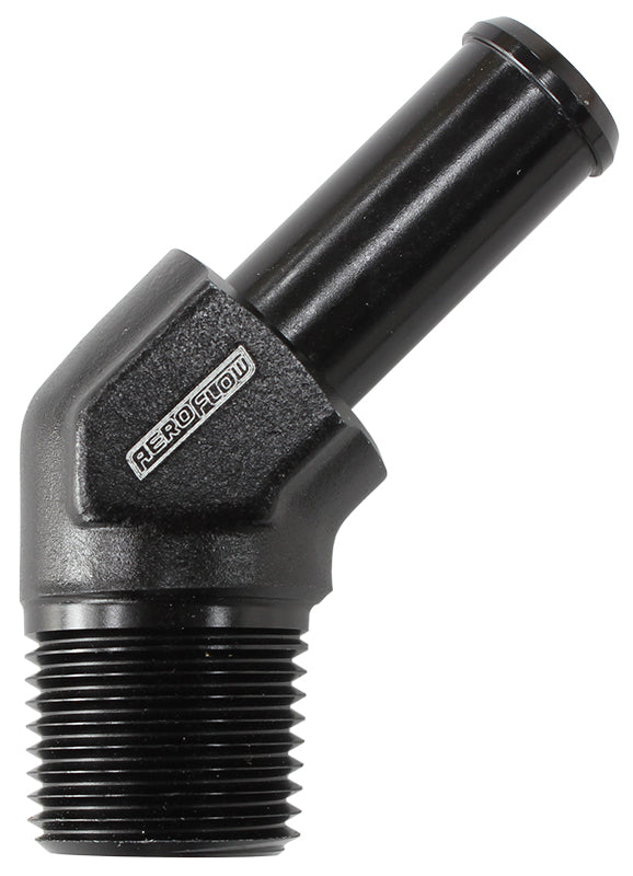 45 Deg 3/8" NPT To -8 100/450 Series Briaded Hose AN Size AF845-08ANBLK - Aeroflow