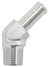 45 Deg 1/2" NPT To 5/8" Barb Silver 45 Deg Male To Male AF845-10ANS - Aeroflow