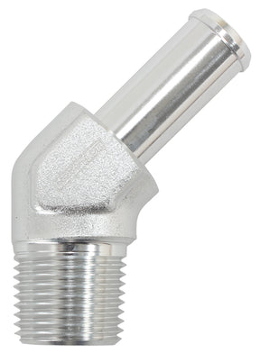 45 Deg 1/2" NPT To 5/8" Barb Silver 45 Deg Male To Male AF845-10ANS - Aeroflow