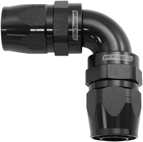 90 Deg -10AN To -10AN Cutter Full Flow Double Hose Ends AF853-10-10BLK - Aeroflow
