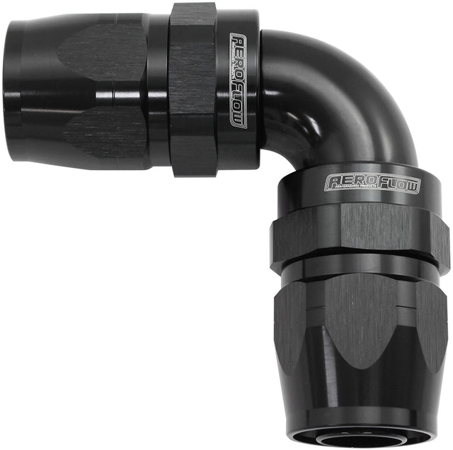 90 Deg -10AN To -10AN Cutter Full Flow Double Hose Ends AF853-10-10BLK - Aeroflow